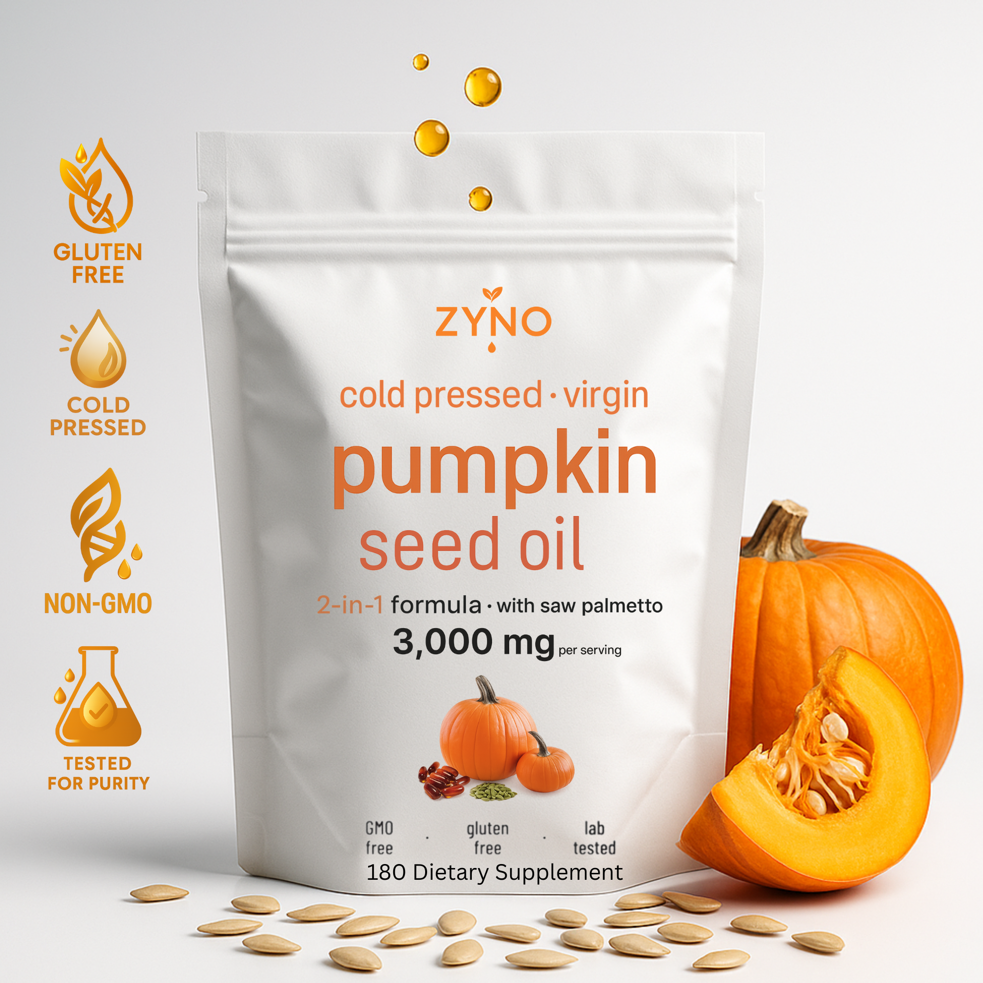 Zyno Pumpkin Seed Oil With Saw Palmetto Softgels