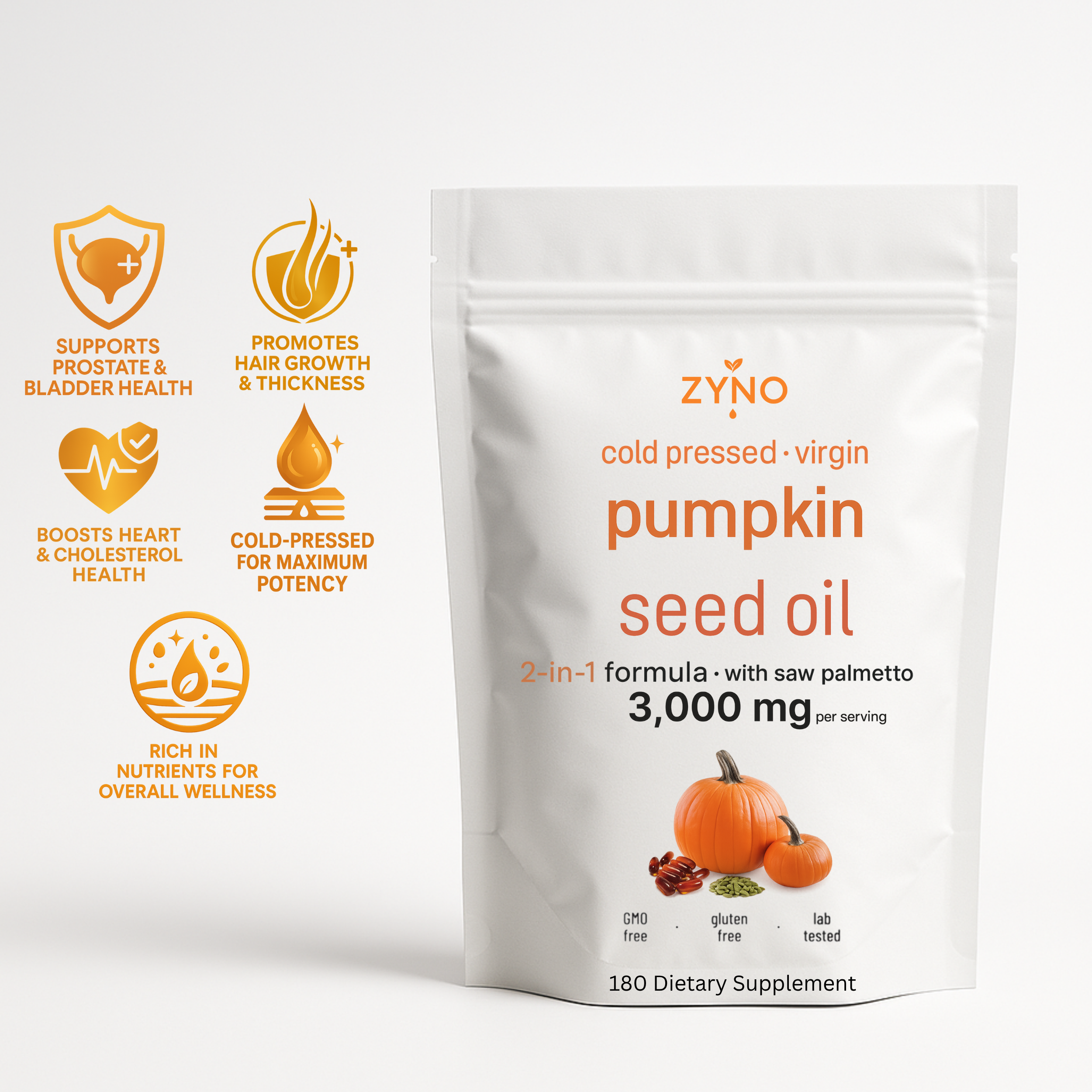 Zyno Pumpkin Seed Oil With Saw Palmetto Softgels